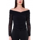 BODY IN TULLE STRETCH DRAPPEGGIATO, NERO