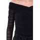 BODY IN TULLE STRETCH DRAPPEGGIATO, NERO