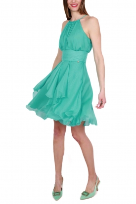 VESTITO CORTO ELEGANTE IN CHIFFON, VERDE