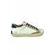 SNEAKERS UOMO IN PELLE CON DETTAGLI COLORATI, BIANCO