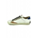 SNEAKERS UOMO IN PELLE CON DETTAGLI COLORATI, BIANCO