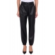 PANTALONE JOGGER IN ECOPELLE, NERO