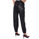 PANTALONE JOGGER IN ECOPELLE, NERO