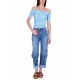 JEANS CARGO IN TELA DENIM CON ROTTURE, BLU