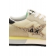 SNEAKERS DONNA IN PELLE E TESSUTO, BEIGE