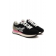 SNEAKERS DONNA IN PELLE E TESSUTO, NERO