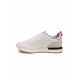 SNEAKERS DONNA IN PELLE E TESSUTO, BIANCO