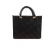 BORSA SHOPPER MEDIA IN RAFIA CON LOGO JACQUARD, NERO