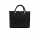 BORSA SHOPPER MEDIA IN RAFIA CON LOGO JACQUARD, NERO