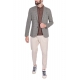 GIACCA BLAZER MONOPETTO IN JERSEY MICRO FANTASIA, MARRONE