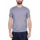 T-SHIRT IN MAGLIA DI MISTO LINO, BLU