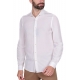 CAMICIA MANICHE LUNGHE IN MISTO LINO, BIANCO