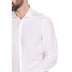 CAMICIA MANICHE LUNGHE IN MISTO LINO, BIANCO