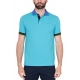 POLO UOMO MANICHE CORTE IN MICRO PIQUET DI COTONE, AZZURRO