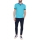 POLO UOMO MANICHE CORTE IN MICRO PIQUET DI COTONE, AZZURRO