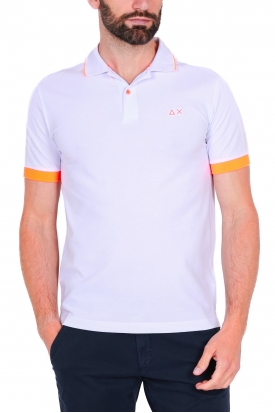 POLO UOMO MANICHE CORTE IN MICRO PIQUET DI COTONE, BIANCO