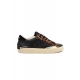 SNEAKERS DONNA PELLE DETTAGLI ANIMALIER E GLITTER, NERO