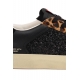 SNEAKERS DONNA PELLE DETTAGLI ANIMALIER E GLITTER, NERO