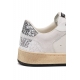 SNEAKERS DONNA IN PELLE CON DETTAGLI GLITTER, BIANCO