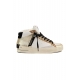 SNEAKERS DONNA ALTA IN PELLE CON DETTAGLI GLITTER, BIANCO