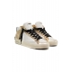 SNEAKERS DONNA ALTA IN PELLE CON DETTAGLI GLITTER, BIANCO