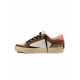 SNEAKERS UOMO IN PELLE CON DETTAGLI COLORATI, MARRONE