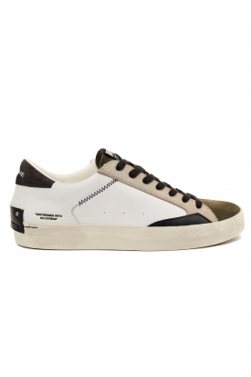 SNEAKERS UOMO PELLE DETTAGLI COLORE A CONTRASTO, BIANCO