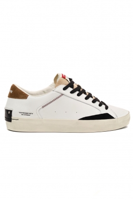 SNEAKERS UOMO PELLE DETTAGLI COLORE A CONTRASTO, BIANCO