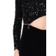 ABITO LUNGO IN VELLUTO E PAILLETTES CON CUT OUT, NERO