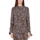 CAMICIA IN GEORGETTE STAMPA ANIMALIER, NERO