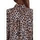 CAMICIA IN GEORGETTE STAMPA ANIMALIER, NERO