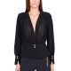 BLUSA IN GEORGETTE CON SCOLLO INCROCIATO, NERO