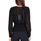 BLUSA IN GEORGETTE CON SCOLLO INCROCIATO, NERO