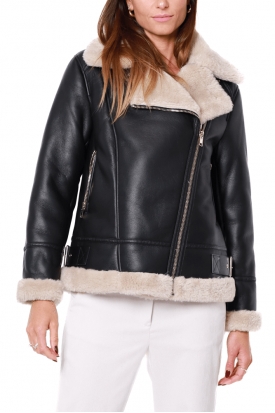 GIACCA DONNA BIKER IN ECOMONTONE, NERO