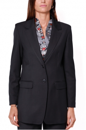 GIACCA BLAZER IN FLANELLA, NERO