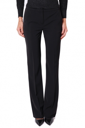 PANTALONE FLARE IN TWILL STRETCH, NERO