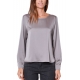 BLUSA IN RASO STRETCH, GRIGIO