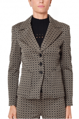 BLAZER MONOPETTO IN JERSEY FANTASIA OPTICAL, NERO