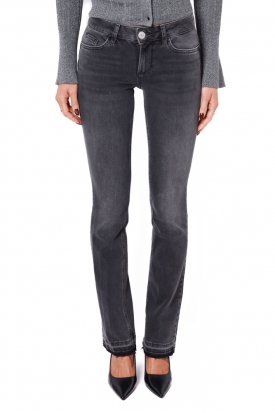 JEANS FLARE CON ORLO SFRANGIATO, GRIGIO