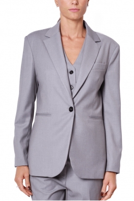 GIACCA BLAZER IN TESSUTO TWILL STRETCH, GRIGIO