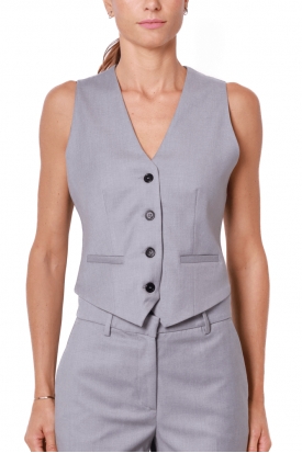 GILET DONNA IN TESSUTO TWILL STRETCH, GRIGIO