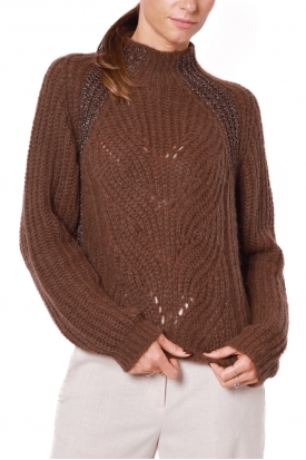 MAGLIA A COSTE IN MISTO ALPACA, MARRONE