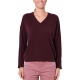 MAGLIA SCOLLO A V IN LANA E CASHMERE, BORDEAUX