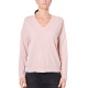 MAGLIA SCOLLO A V IN LANA E CASHMERE, ROSA