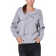 MAGLIA OVERSIZE GIROCOLLO CON PERLE, GRIGIO