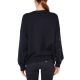 MAGLIA OVERSIZE GIROCOLLO CON PERLE, NERO