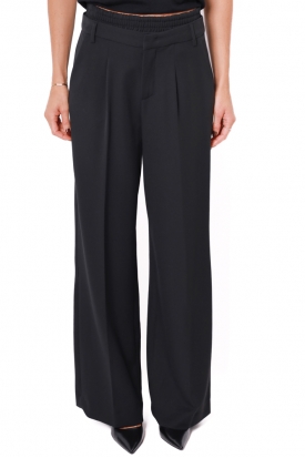 PANTALONE A PALAZZO IN TESSUTO STRETCH, NERO