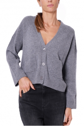 CARDIGAN IN MORBIDA LANA, GRIGIO