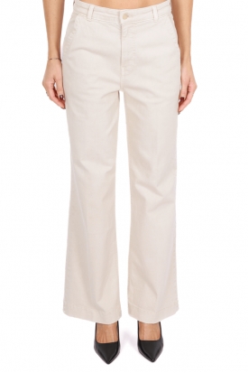 JEANS GAMBA LARGA IN COTONE STRETCH, BEIGE