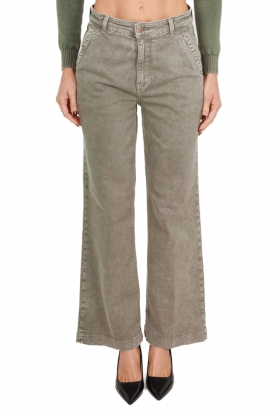 JEANS GAMBA LARGA IN COTONE STRETCH, VERDE